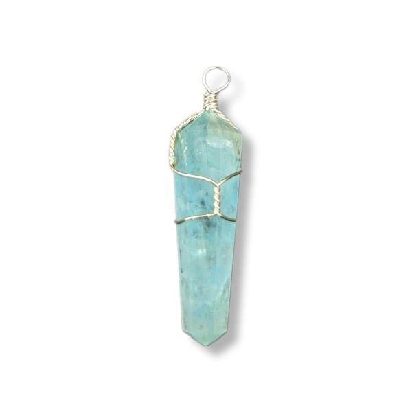 Pendant Dyed Aqua Quartz Wire Wrapped