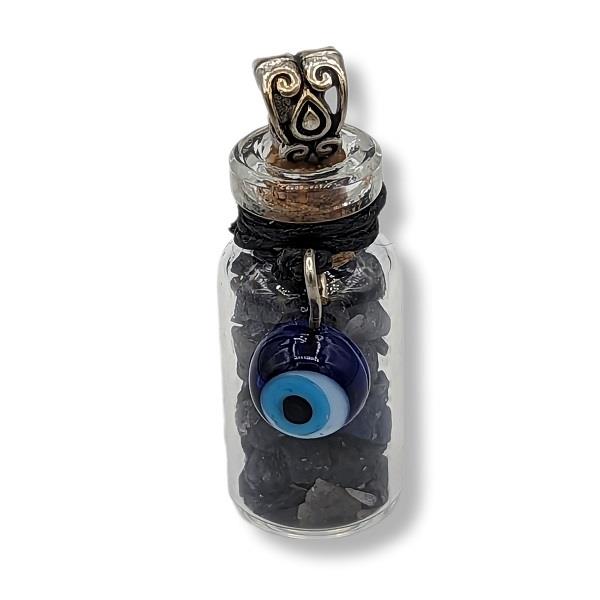 1.25" Bottle Pendant Evil Eye Sapphire