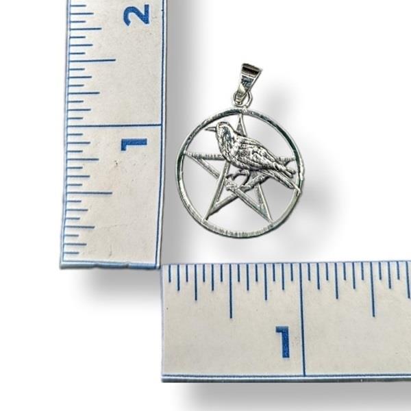 Pendant Raven In Pentacle Sterling Silver