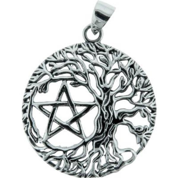Pendant Pentacle In Tree Of Life Sterling Silver