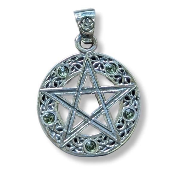 Pendant Peridot Pentacle Sterling SIlver