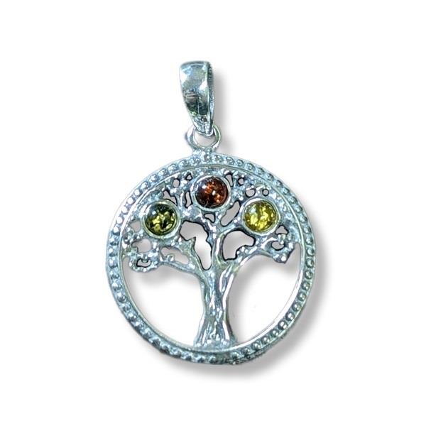 Pendant Amber Tree of Life Sterling Silver