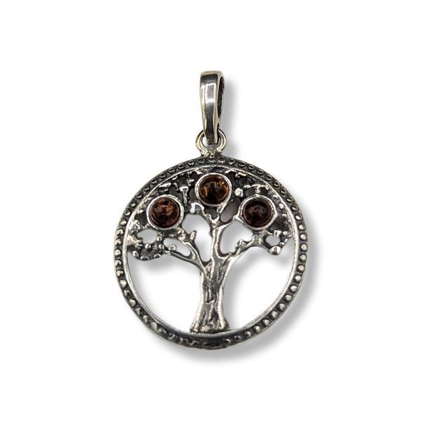 Pendant Amber Tree of Life Sterling Silver