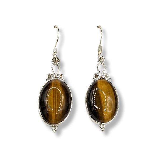 Earrings Tiger's Eye Sterling Silver