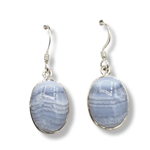 Earrings Blue Lace Agate Sterling Silver