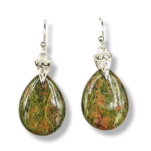 Earrings Unakite Sterling Silver