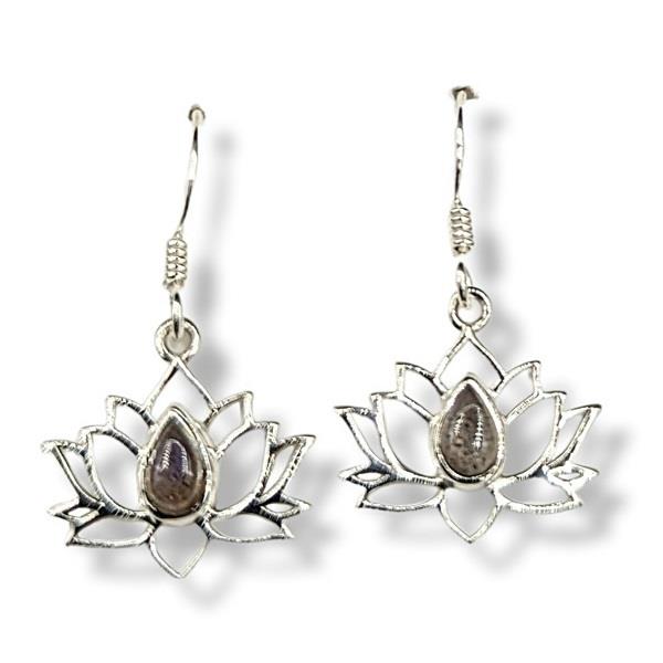 Earrings Labradorite Lotus Sterling Silver