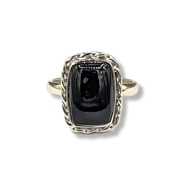 Ring Black Onyx Sterling Silver Size 8