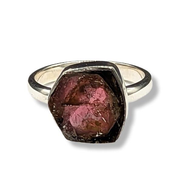 Ring Watermelon Tourmaline Sterling Silver Size 8