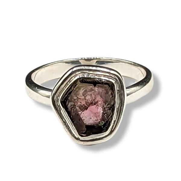 Ring Watermelon Tourmaline Sterling Silver Size 9