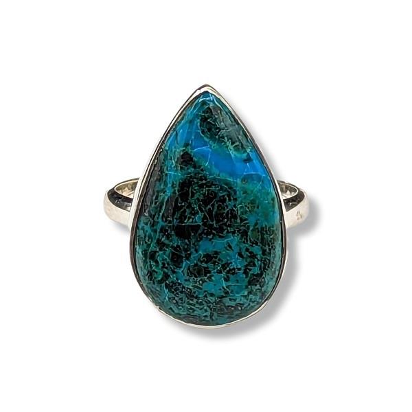 Ring Chrysocolla Azurite Malachite Turquoise Sterling Silver Size 7