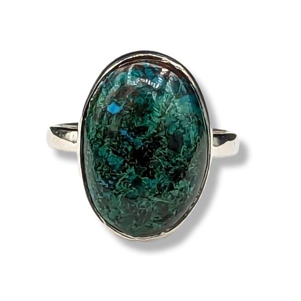 Ring Chrysocolla Azurite Malachite Turquoise Sterling Silver Size 8