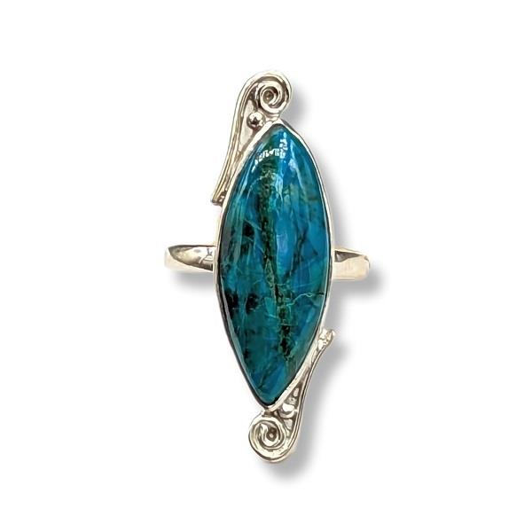 Ring Chrysocolla Azurite Malachite Turquoise Sterling Silver Size 7