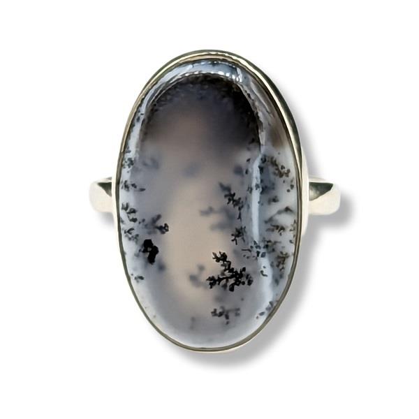 Ring Dendrite Agate Sterling Silver Size 9