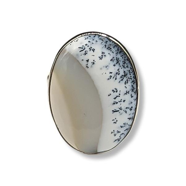 Ring Dendrite Agate Sterling Silver Size 8