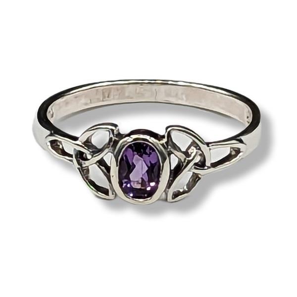 Ring Amethyst Celtic Sterling Silver