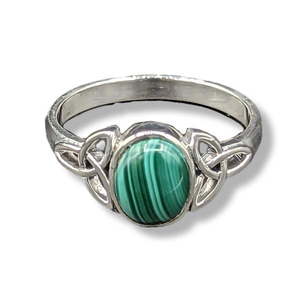 Ring Malachite Celtic Sterling Silver