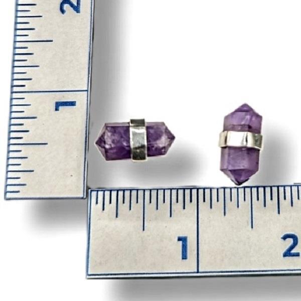 Earrings Amethyst Double Teminated Stud