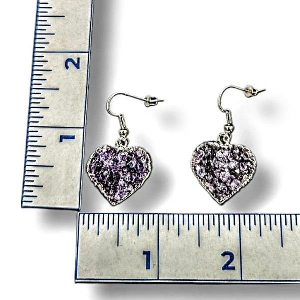 Earrings Amethyst Heart Cluster Dangle