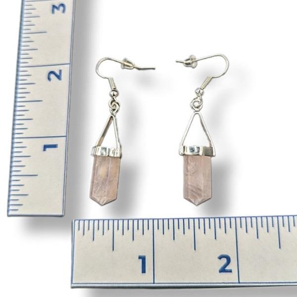 Earrings Angel Aura Rose Quartz Point Dangle