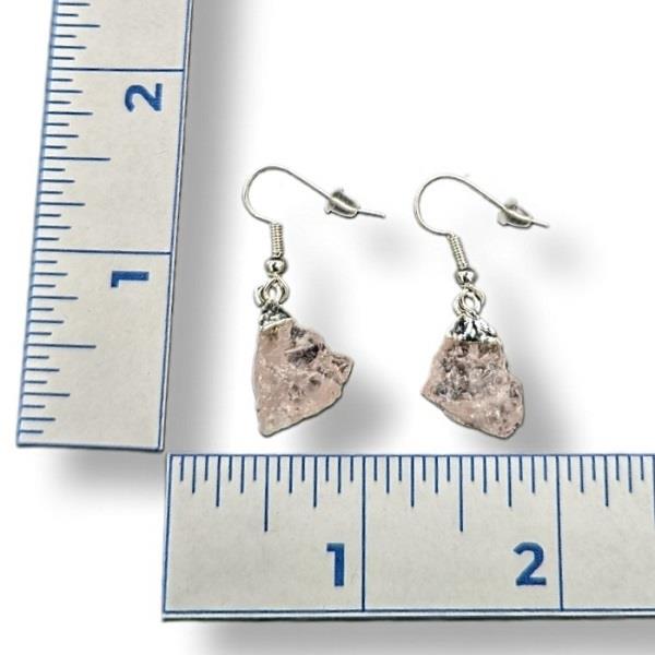 Earrings Rose Quartz Rough Dangle