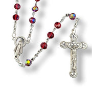 Glass Birthstone Rosary for July on a white background