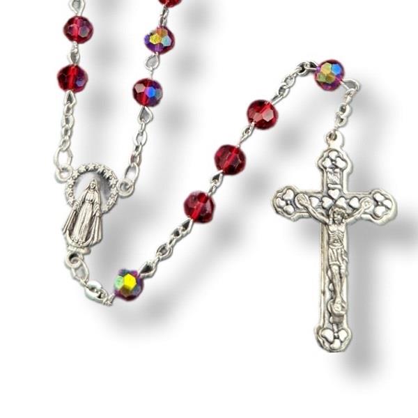 Rosary 6mm AB Glass Birthstone July