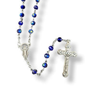Glass Birthstone Rosary for September on a white background