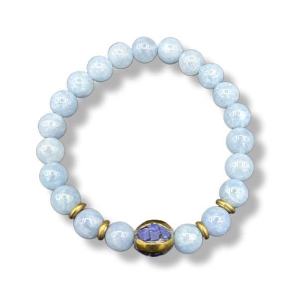 8mm Bracelet Blue Agate Himalayan Buddha Bead