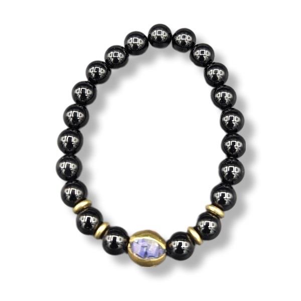 8mm Bracelet Black Onyx Himalayan Buddha Bead