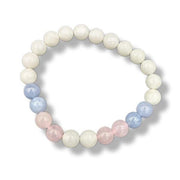 Multicolored beaded bracelet on a white background