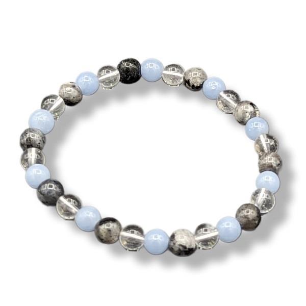 6mm Bracelet Black Labradorite Angelite Quartz