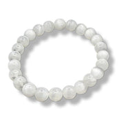 White beaded bracelet on a white background