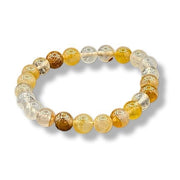 Multicolored beaded bracelet on a white background