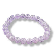 Purple beaded bracelet on a white background