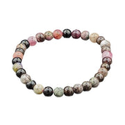 Multicolored beaded bracelet on a white background