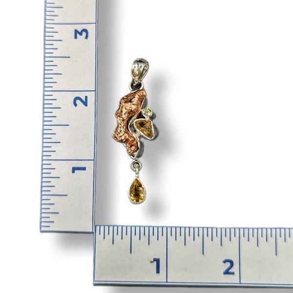 Pendant Copper Citrine Peridot Sterling Silver