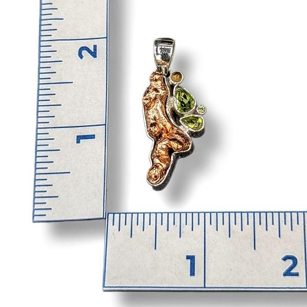 Pendant Copper Citrine Peridot Sterling Silver