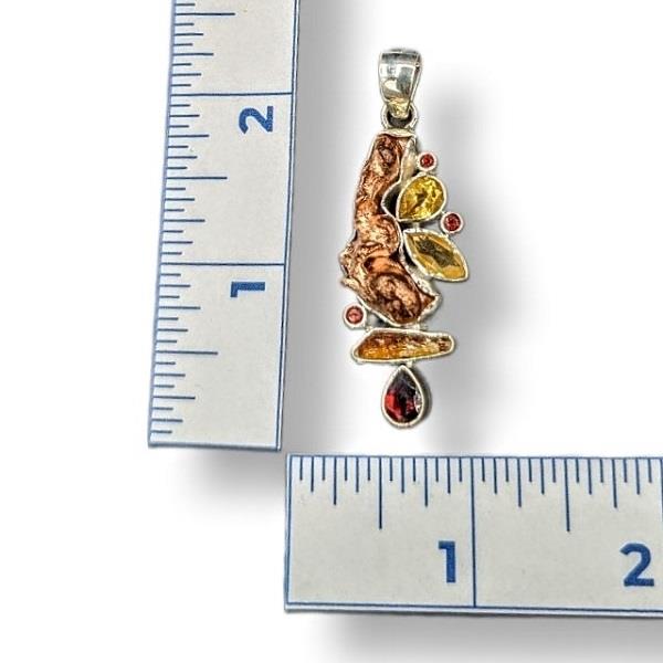 Pendant Copper Citrine Garnet Sterling Silver
