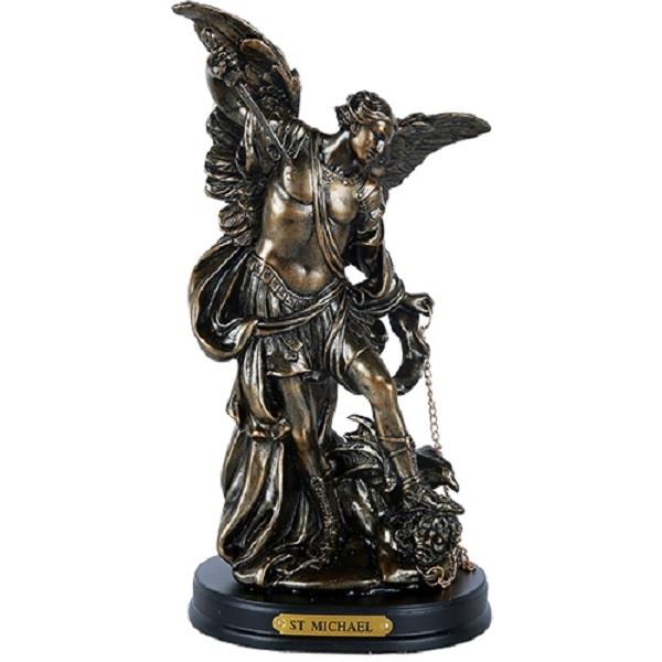 Archangel Michael on Wood Base