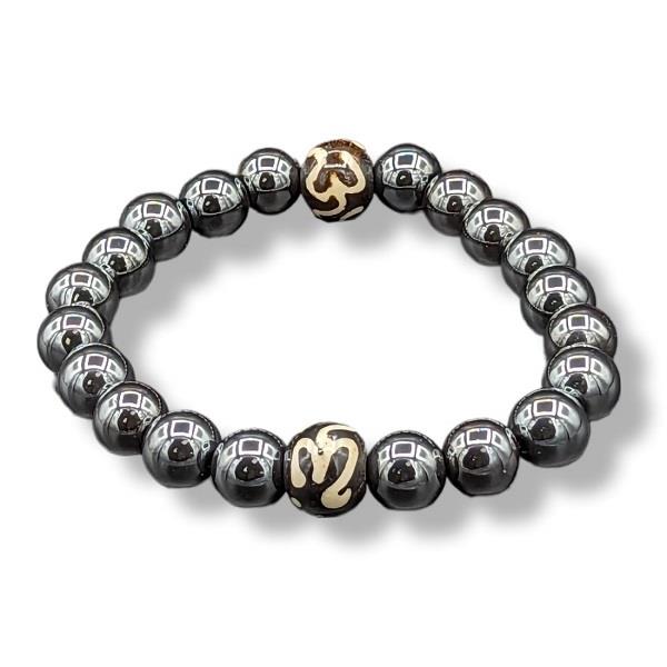 10mm Bracelet Hematite Om