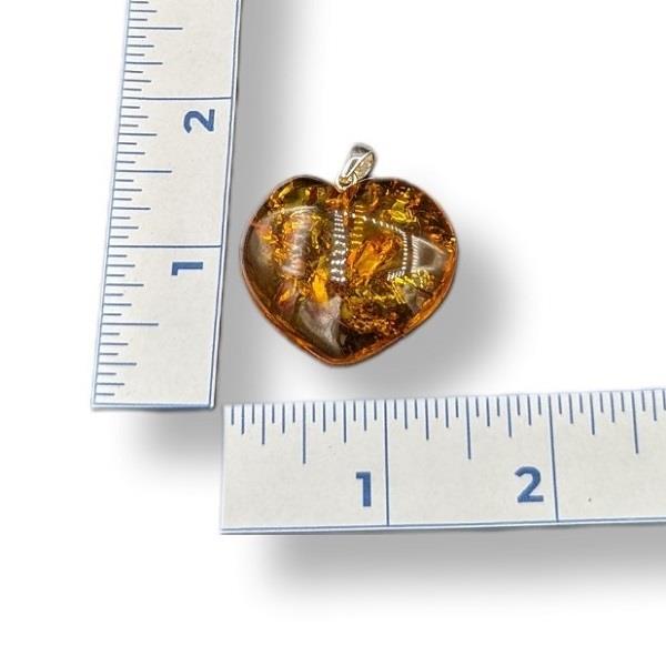 Pendant Amber Heart Sterling Silver