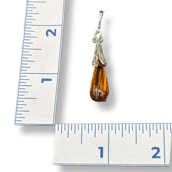 Pendant Amber Drop Sterling Silver