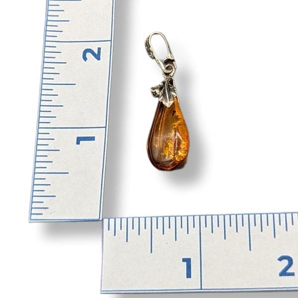 Pendant Amber Drop Sterling Silver