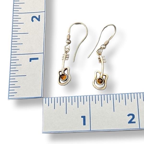 Earrings Amber Guitar Sterling Silver