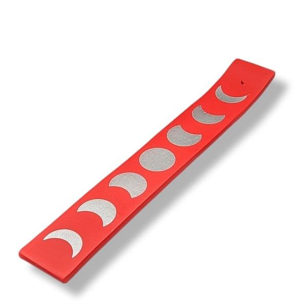 Incense Burner Wooden Moon Phases Red