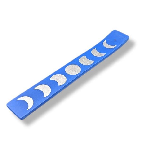 Incense Burner Wooden Moon Phases Blue