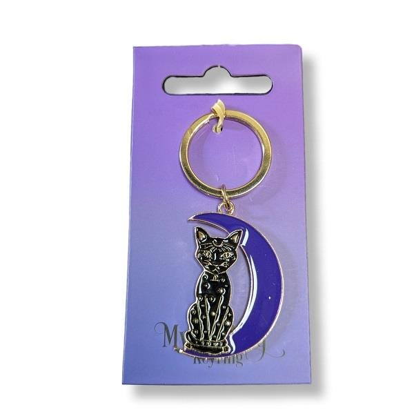 Keychain Mystic Mog Cat Sitting On Moon