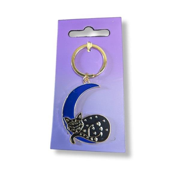 Keychain Mystic Mog Sleeping Cat on Moon