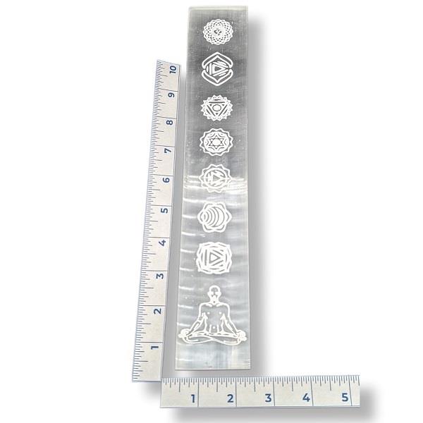 Selenite 12" Ruler Etched Chakra